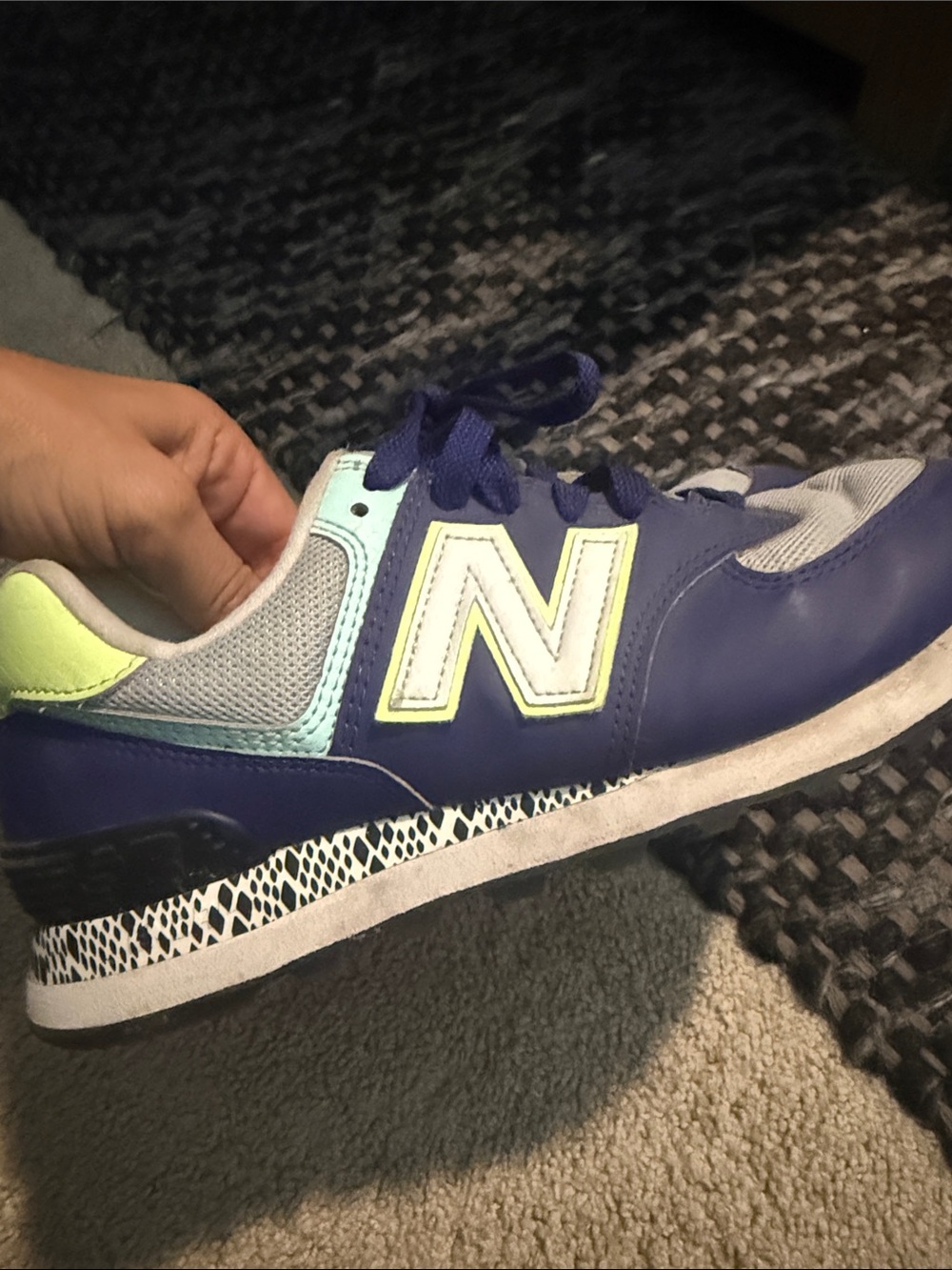New Balance Kids Navy, Light Blue & Lime Athletic Sneakers